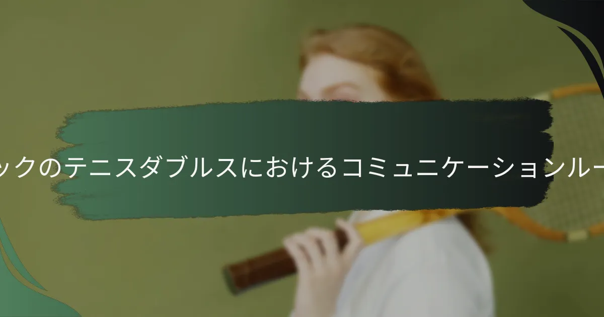 オリンピックのテニスダブルスにおけるコミュニケーションルールとは？