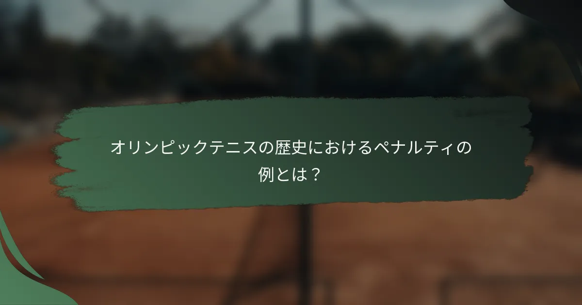 オリンピックテニスの歴史におけるペナルティの例とは？