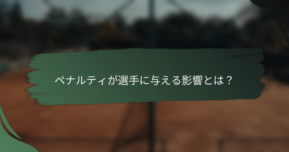 ペナルティが選手に与える影響とは？