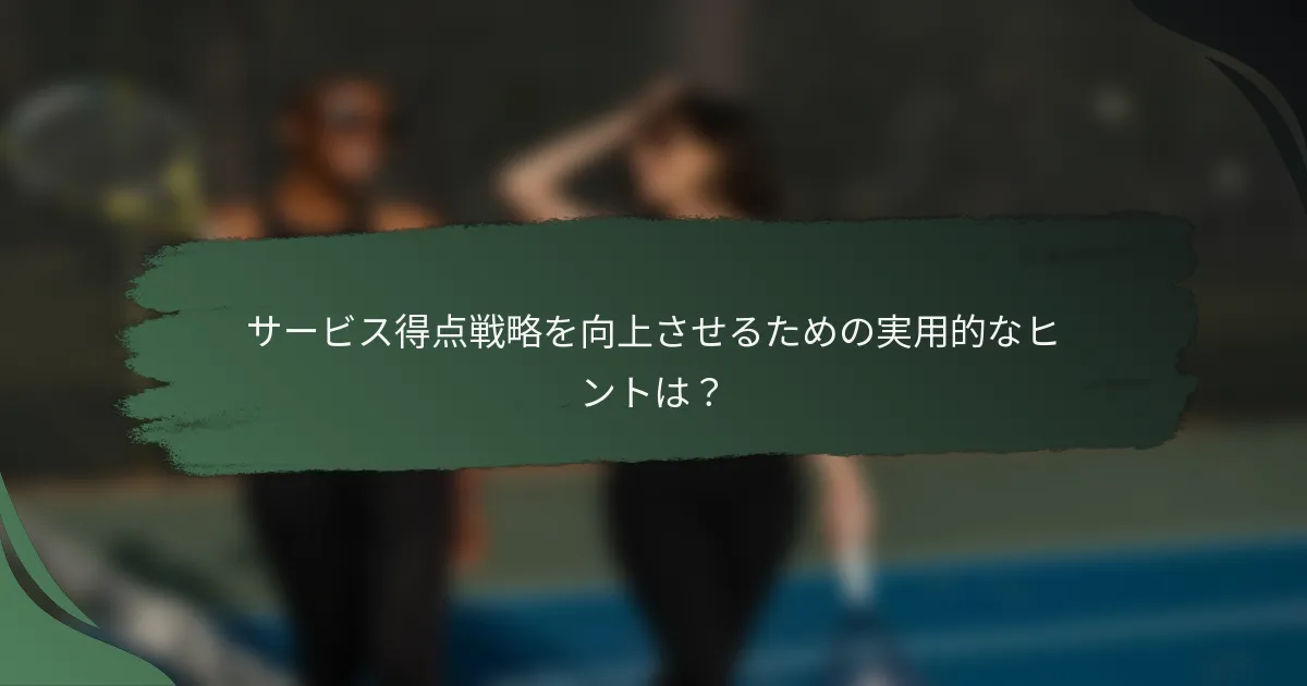 サービス得点戦略を向上させるための実用的なヒントは？